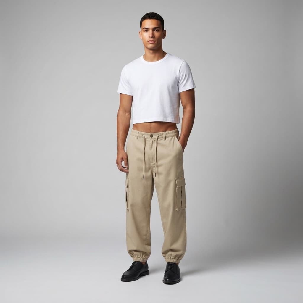 After — Bad Bunny outfit reggaeton fashion Super Bowl Adidas virtual try-on result on real body, AI generated