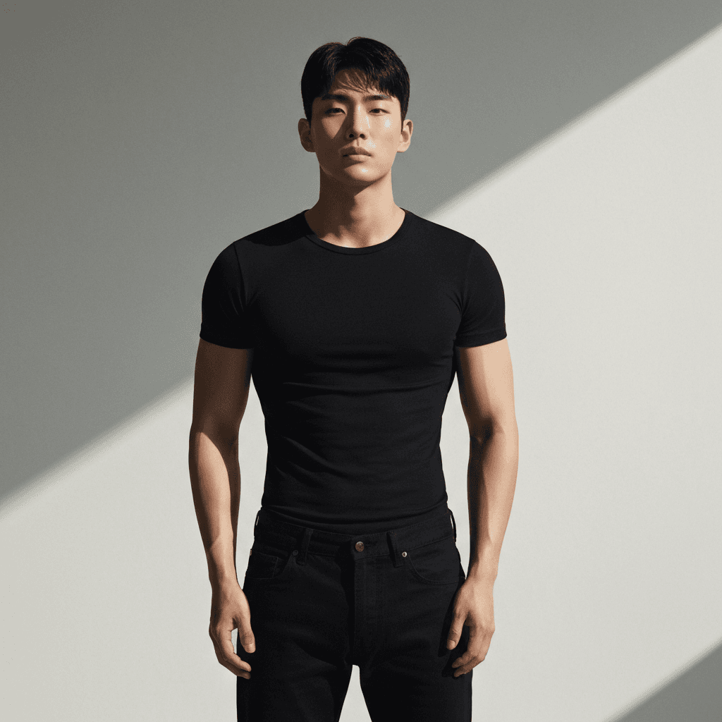 Before — original photo, ready to try on Jungkook outfit BTS Calvin Klein campaign fashion virtually with AI