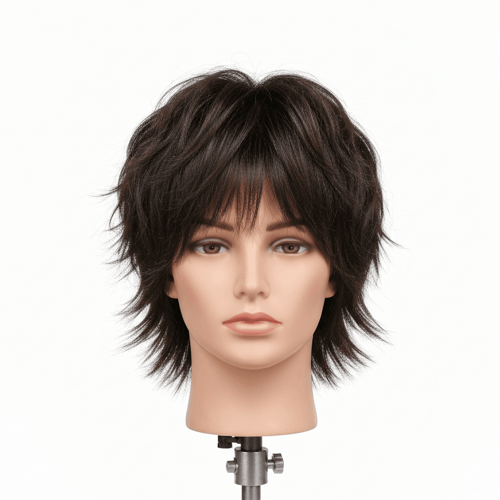 K-pop hairstyle wolf cut curtain bangs mullet two-block haircut — item photo for virtual try-on with AI fitting