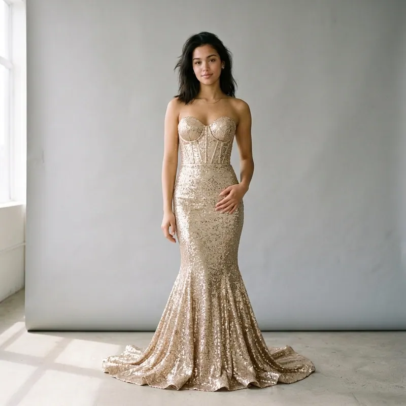 Después — vestidos de graduación 2026 pruébate cualquier vestido en tu cuerpo real antes d probado en cuerpo real con IA, resultado probador virtual