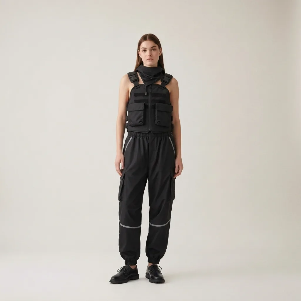 After — techwear, gorpcore, tactical vests upload your photo + the arc'teryx jacket / ac virtual try-on result on real body, AI generated