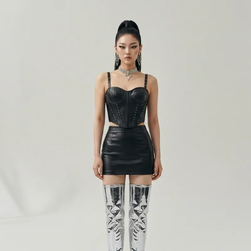 After — karina outfit ideas aespa concert style inspired by their looks virtual try-on result on real body, AI generated