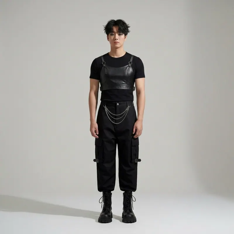 After — yeonjun outfit ideas txt concert style inspired by their looks virtual try-on result on real body, AI generated