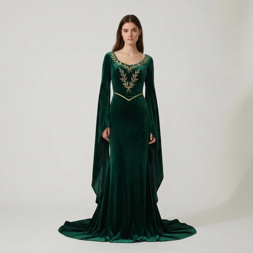 After — viking, medieval, hobbit, renaissance faire upload the artisan-made tunic / armo virtual try-on result on real body, AI generated
