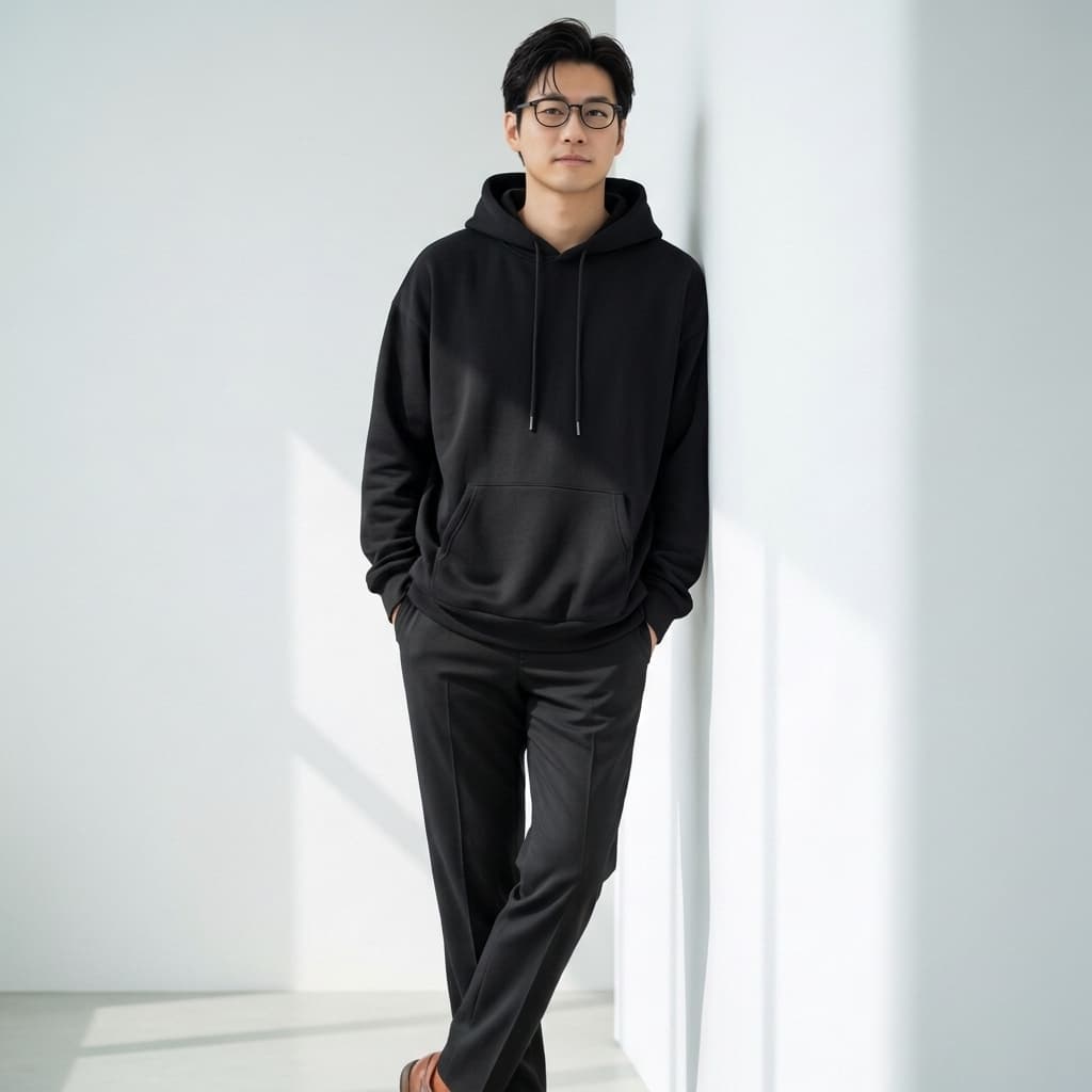 After — K-pop outfit men boy group streetwear concert stage virtual try-on result on real body, AI generated After — K-pop outfit men boy group streetwear concert stage virtual try-on result on real body, AI generated