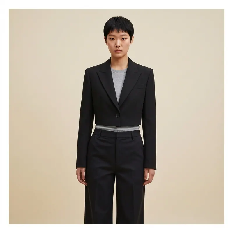 After — jeongyeon outfits try twice's tomboy queen looks on your own body virtual try-on result on real body, AI generated