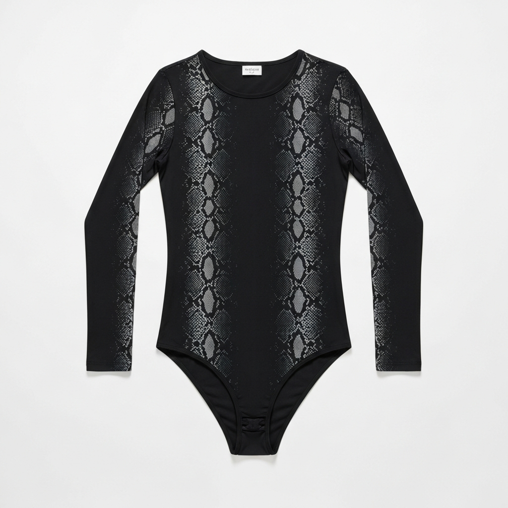 Taylor Swift Reputation snake-pattern bodysuit reference — AI try-on
