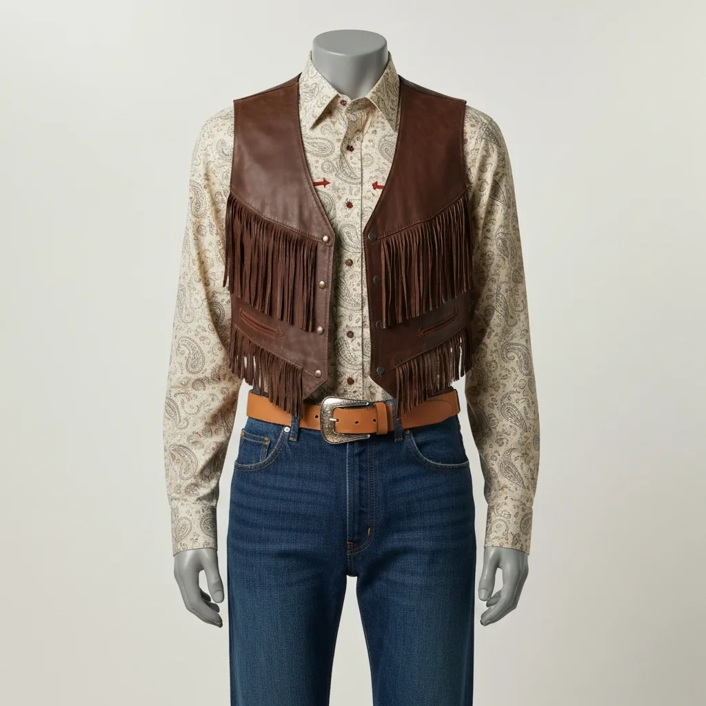 cowboy boots, fringe leather, rodeo shirts upload your photo + the western piece — item photo for virtual try-on with AI fitting