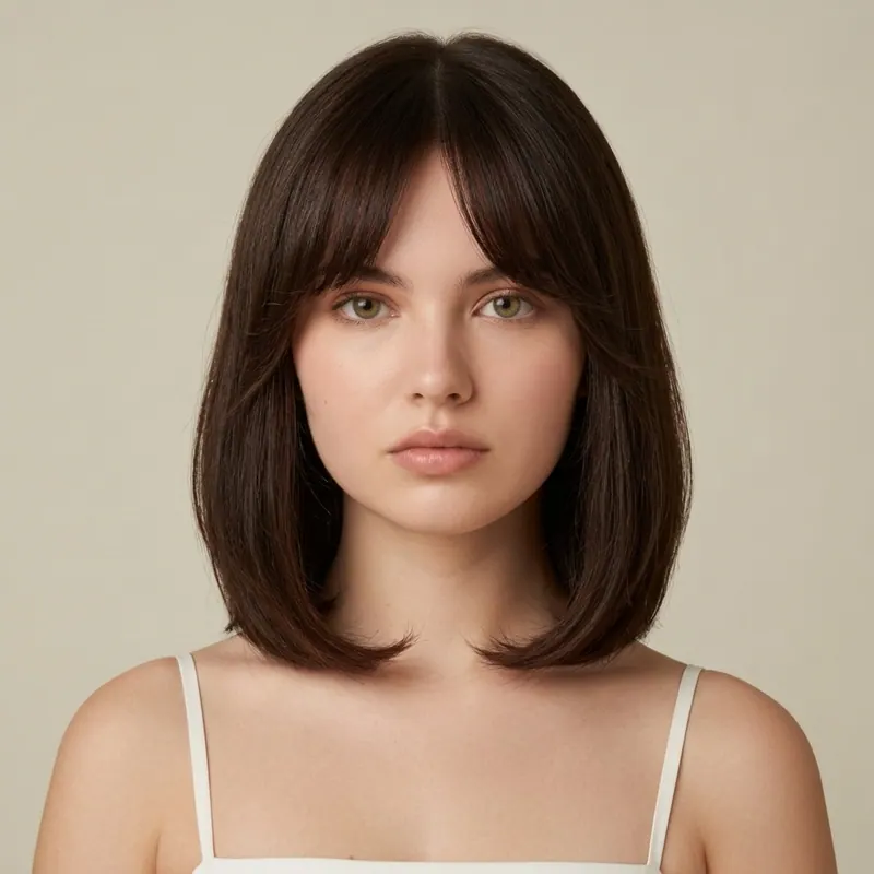 Après — coupe de cheveux pour visage rond essayé sur corps réel avec IA, résultat essayage virtuel