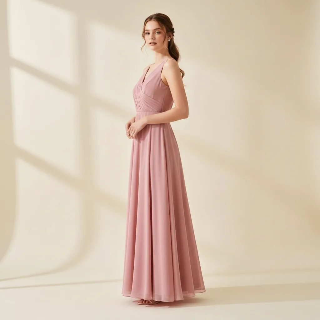 After — virtual bridesmaid dress try-on see the dress on you before saying yes to the br virtual try-on result on real body, AI generated