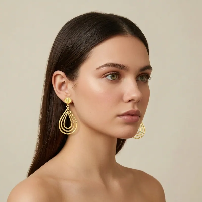 After — earring hoop stud virtual try-on result on real body, AI generated