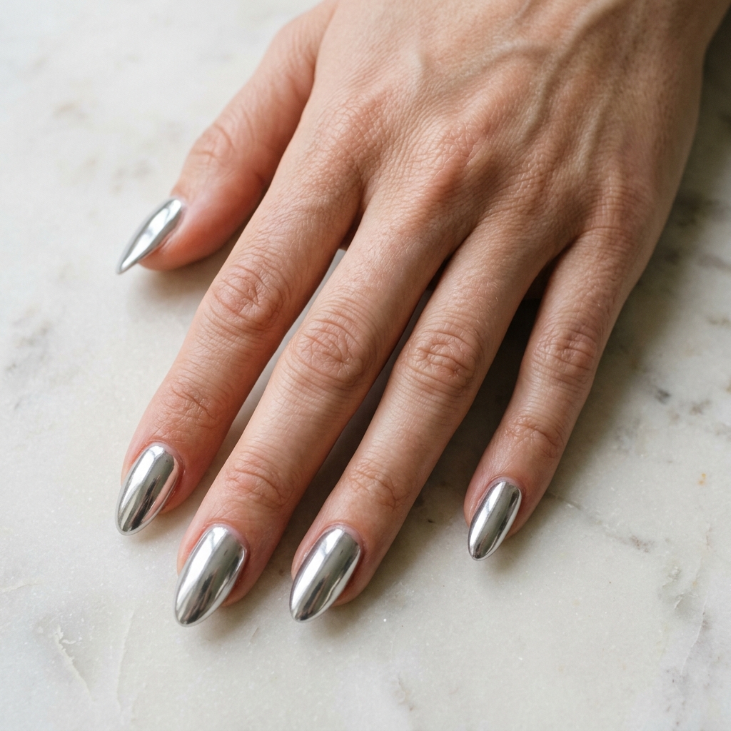 Chrome mirror silver — virtual try-on preset · Agalaz