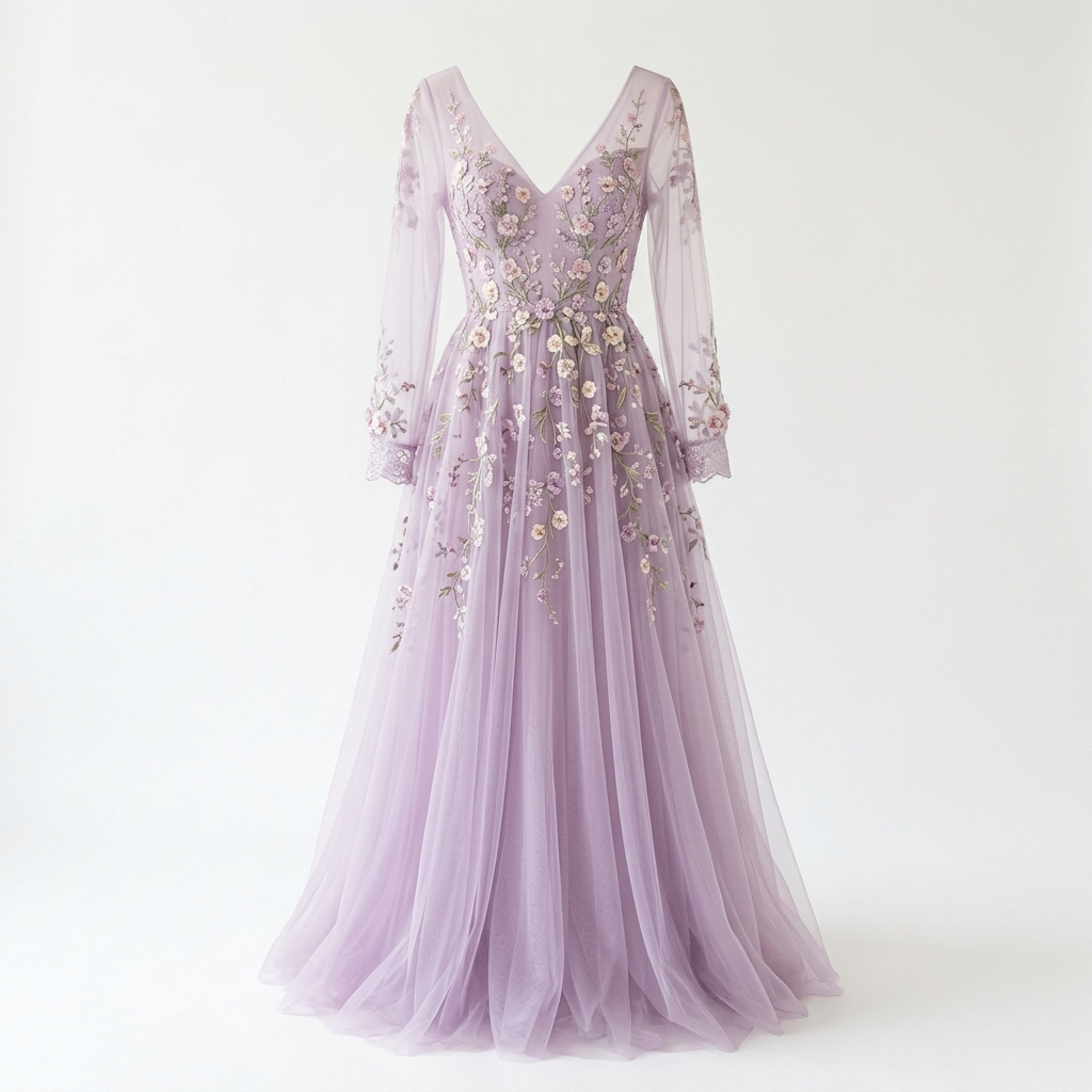 Lilac tulle floral — virtual try-on preset · Agalaz