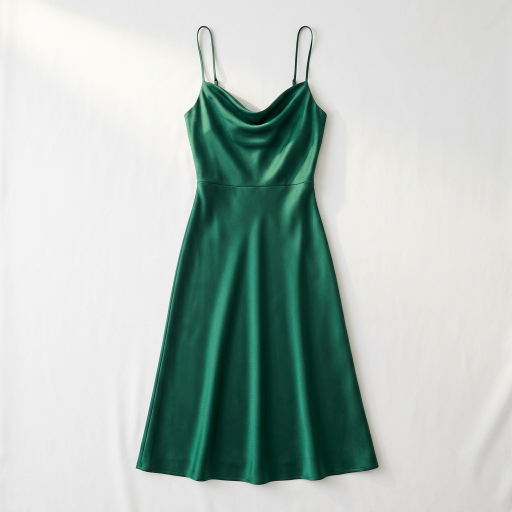 Emerald satin midi — virtual try-on preset · Agalaz