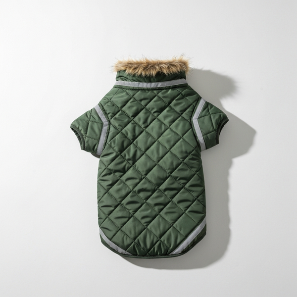 Quilted green coat — virtual try-on preset · Agalaz