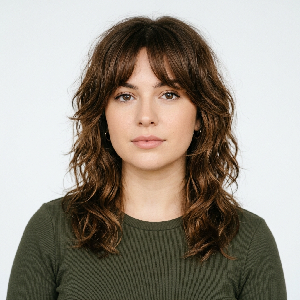Medium shag + bangs — virtual try-on preset · Agalaz