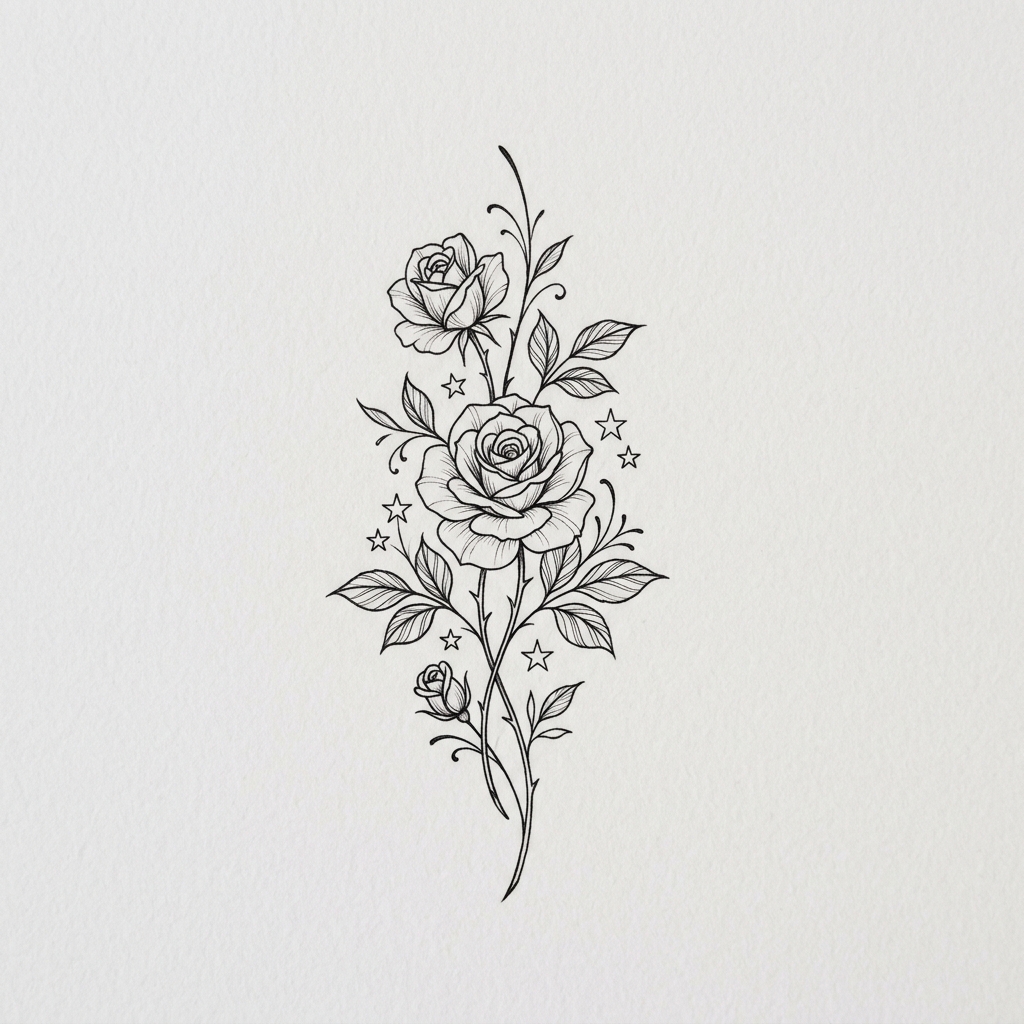 Rosas florales blackwork — virtual try-on preset · Agalaz